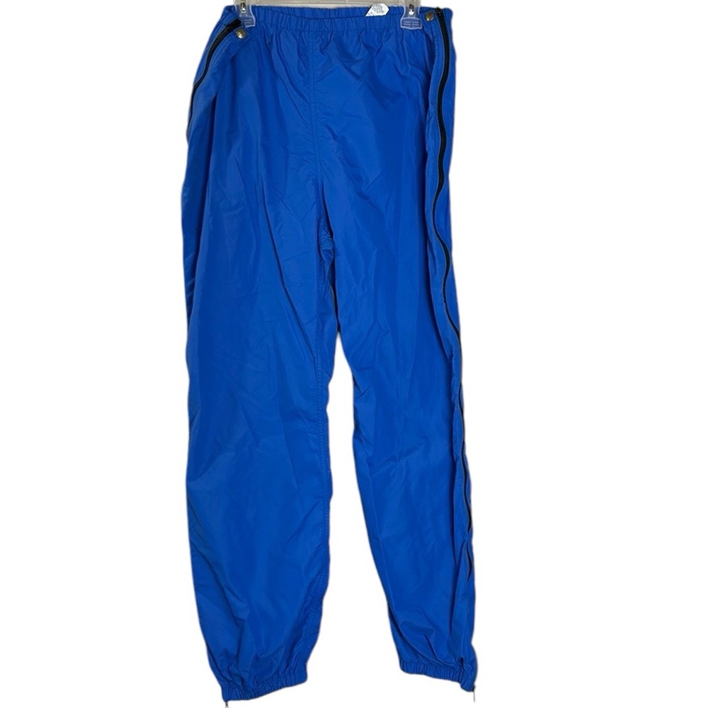 Vintage LL Bean Blue Full Zip Nylon Wind Rain Pants Elastic Women's Size XL‎